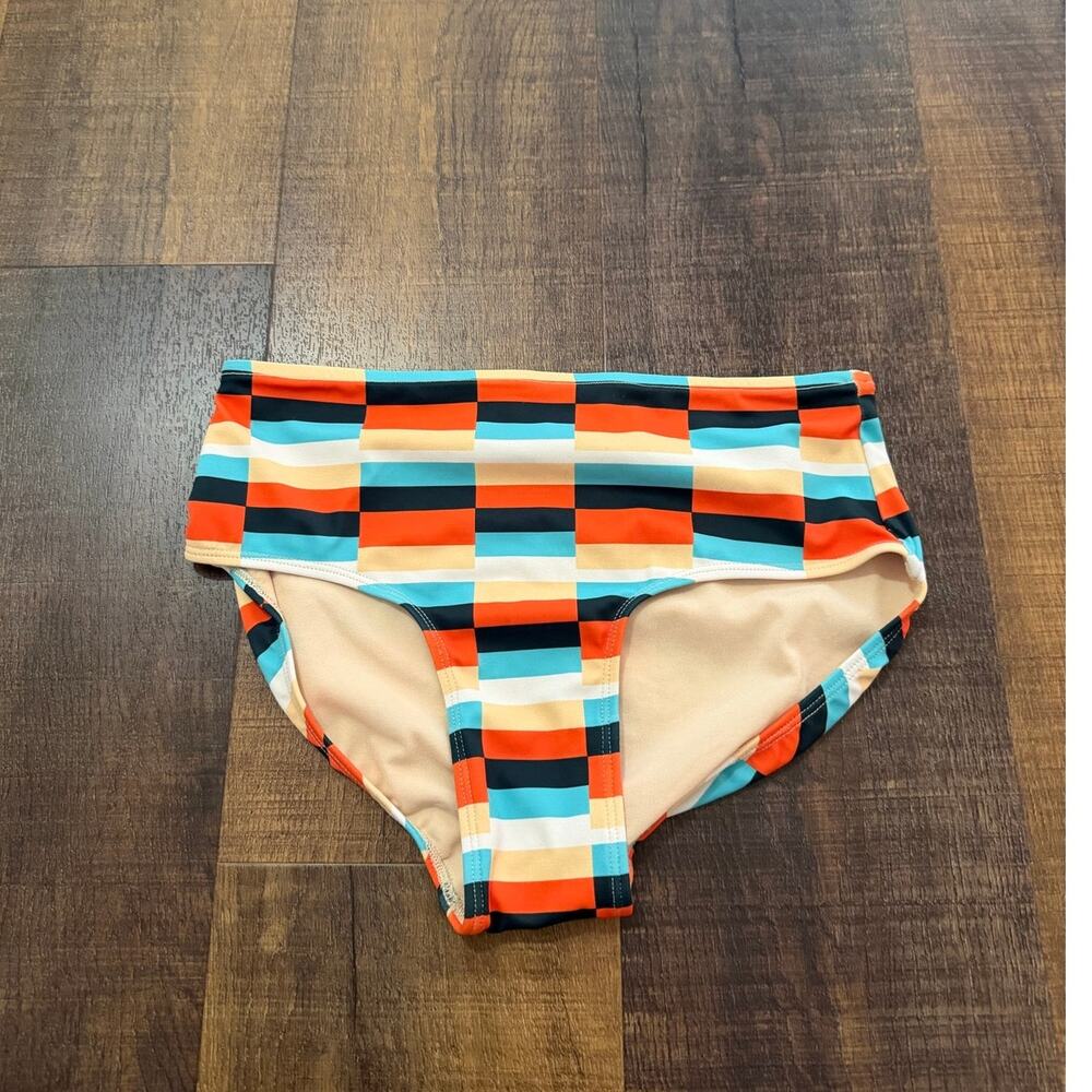 Albion Fit Geometric Stripe High Waisted Bikini Bottoms XS